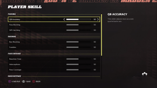 This image shows the Player Skill settings listed below.