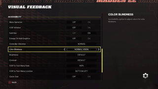 This image shows the Visual Feedback settings listed below