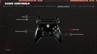 This image shows an image of the Defensive Coverage game controls. 