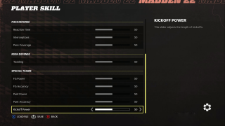 : This image shows the Player Skill settings listed below.