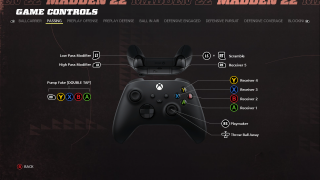 This image shows an image of the Passing game controls. 