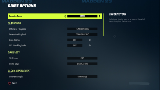 This image shows the Game Options settings listed below