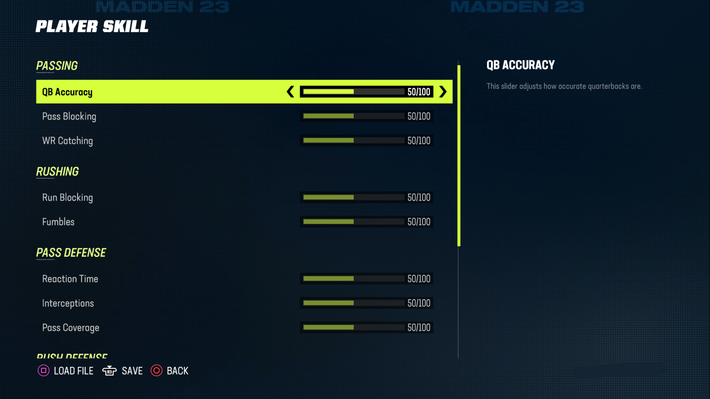 Madden NFL 23 Player Skill Settings For PS4 An Official EA Site