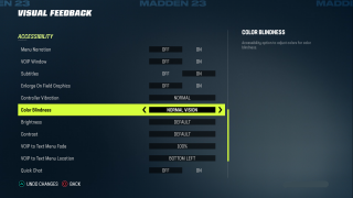 This image shows the Visual Feedback settings listed below.