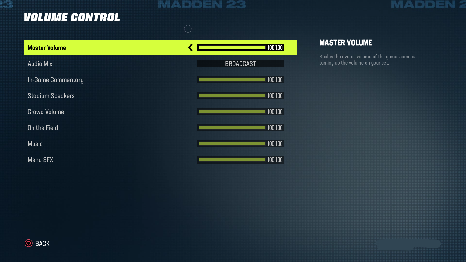 Madden NFL 23 Volume Settings For PS5 An Official EA Site