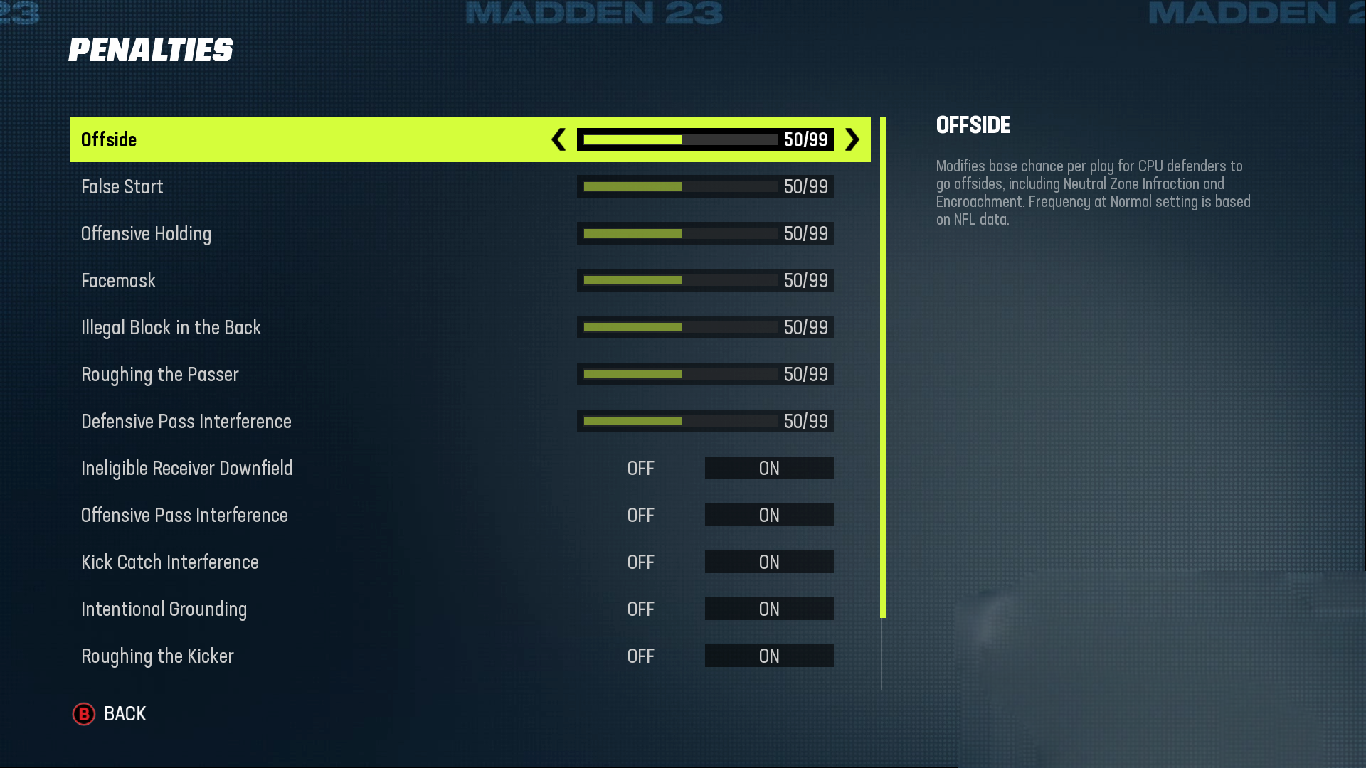 Madden NFL 23 Penalties Settings For Xbox Series X An Official EA Site