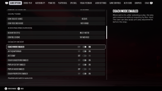Coach Mode enabled in Game Options