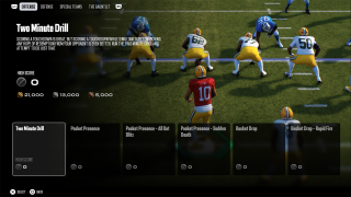 Two Minute Drill mini game under Offense tutorials