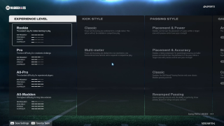 Difficulty Settings - Rookie, Pro, All-Pro, All-Madden