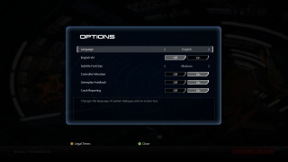 This image shows all the settings on the initial Options menu below.