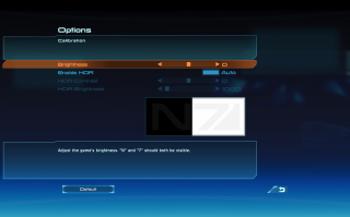 This image shows the options available in the calibration menu.