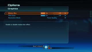 This image shows all the options available in the graphics menu.