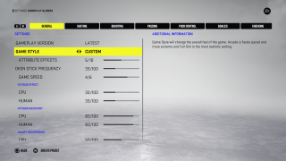 This image shows the Gameplay Sliders settings menu. 