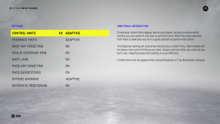 This is a picture of the On-Ice Trainer Settings listed below. 