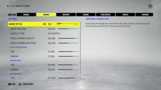 This picture shows the Skating Settings listed below.
