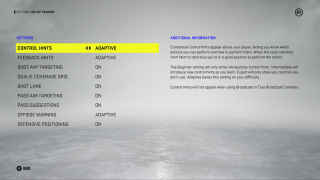 This is a picture of the On-Ice Trainer Settings listed below. 