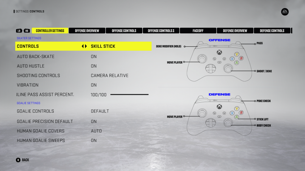 NHL 22 Control Settings for Xbox Series X An Official EA Site