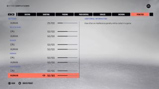 This picture shows the Penalties Settings listed below.