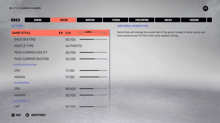 NHL 23 Gameplay Settings For PS5 - An Official EA Site