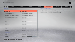 This picture shows the Puck Control Settings listed below. 