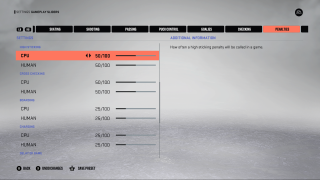 This picture shows the Penalties Settings listed below.