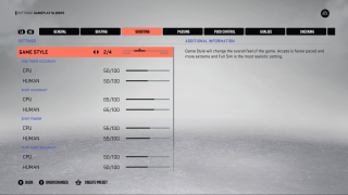 This picture shows the Shooting Settings listed below.