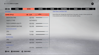 This picture shows the Skating Settings listed below.