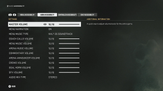 In game screenshot of Audio Settings