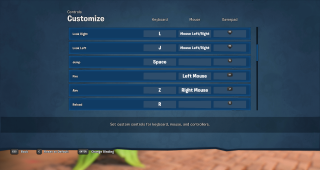 This picture shows the key bindings listed below for the Keyboard and Xbox controller.