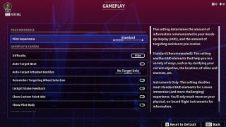 This image shows the Gameplay menu.