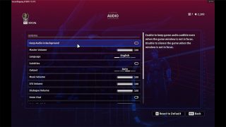 This is a picture of the Audio settings menu.