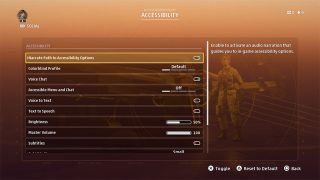 This is a picture of the Visuals setting menu.