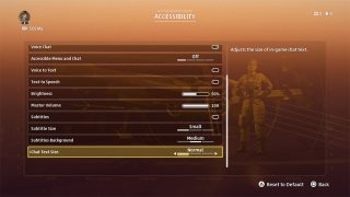 This is a picture of the Visuals setting menu.