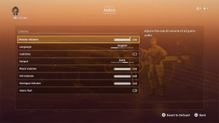 This is a picture of the Audio settings menu.
