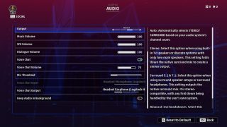 This image shows some of the options available in the Audio menu.
