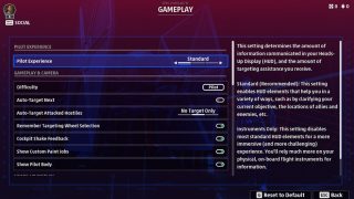 This image shows some of the option in the Gameplay menu.