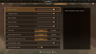 This image shows the Audio settings listed below.