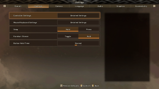 This image shows the Controls settings listed below.