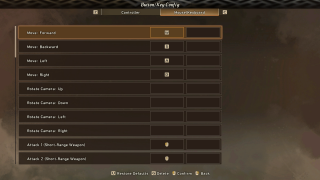 This image shows the Combat Control Customization settings listed below.
