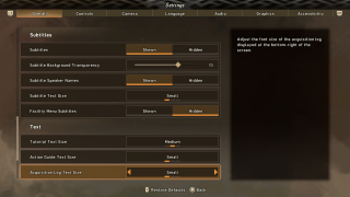 This image shows the Overall settings listed below.