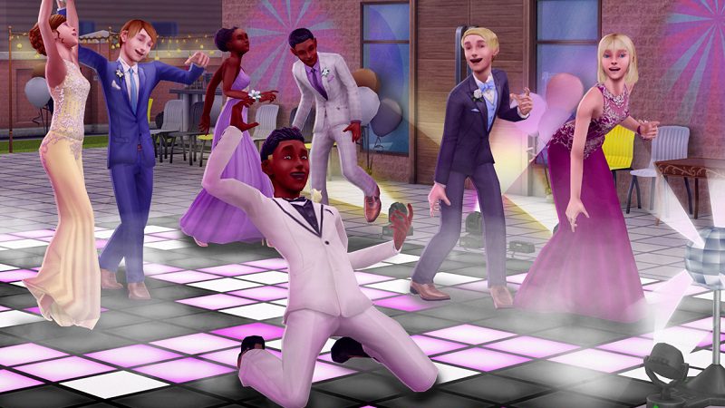 Sims dancing on a dance floor