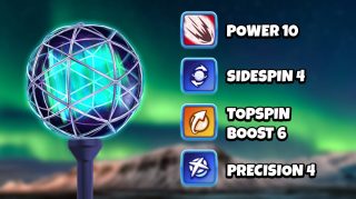 Image and infographic of the Lakeside Lodge Bundle's Glimmer Ball. Statistics for it are displayed beside it.