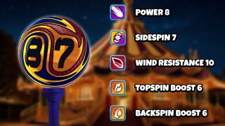Image and infographic of the Season 87 Ball. Statistics for it are displayed on the right side.