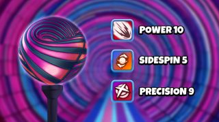 Image and infographic of the Spiral Ball. Statistics for it are displayed on the right side.