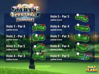 Image and infographic of the Party Central Tournament displaying a list of challenges.