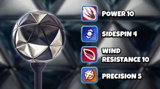 Image and infographic of the Exo PT Ball. Statistics for it are displayed on the right side.