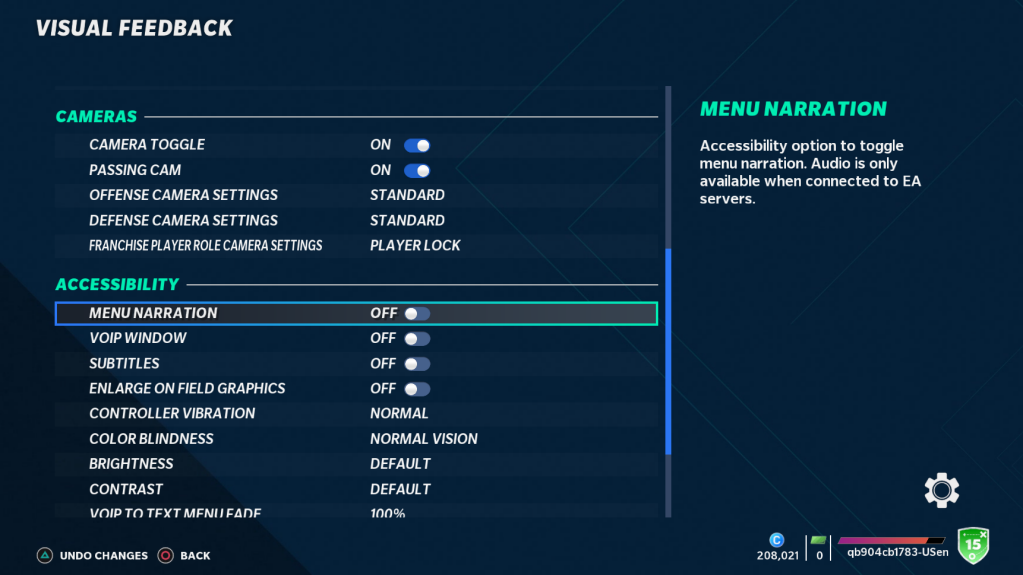 Madden NFL 21 Visual Feedback For PS4