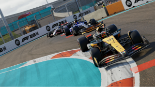 In-game image of F1 cars racing on the track