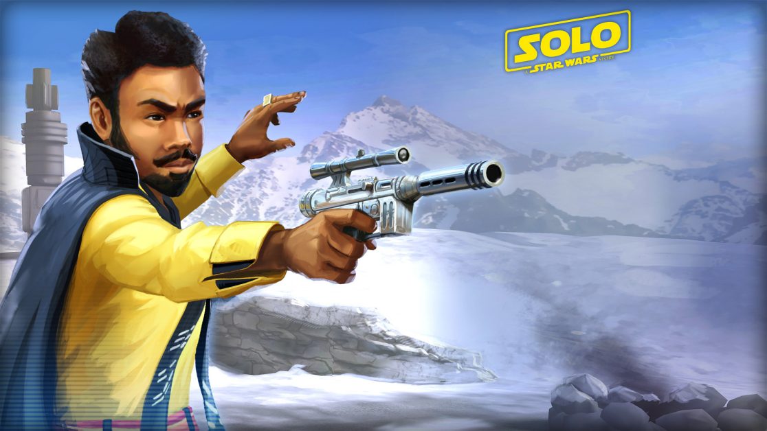 Lando, L3 and the Falcon Soar onto the Holotable