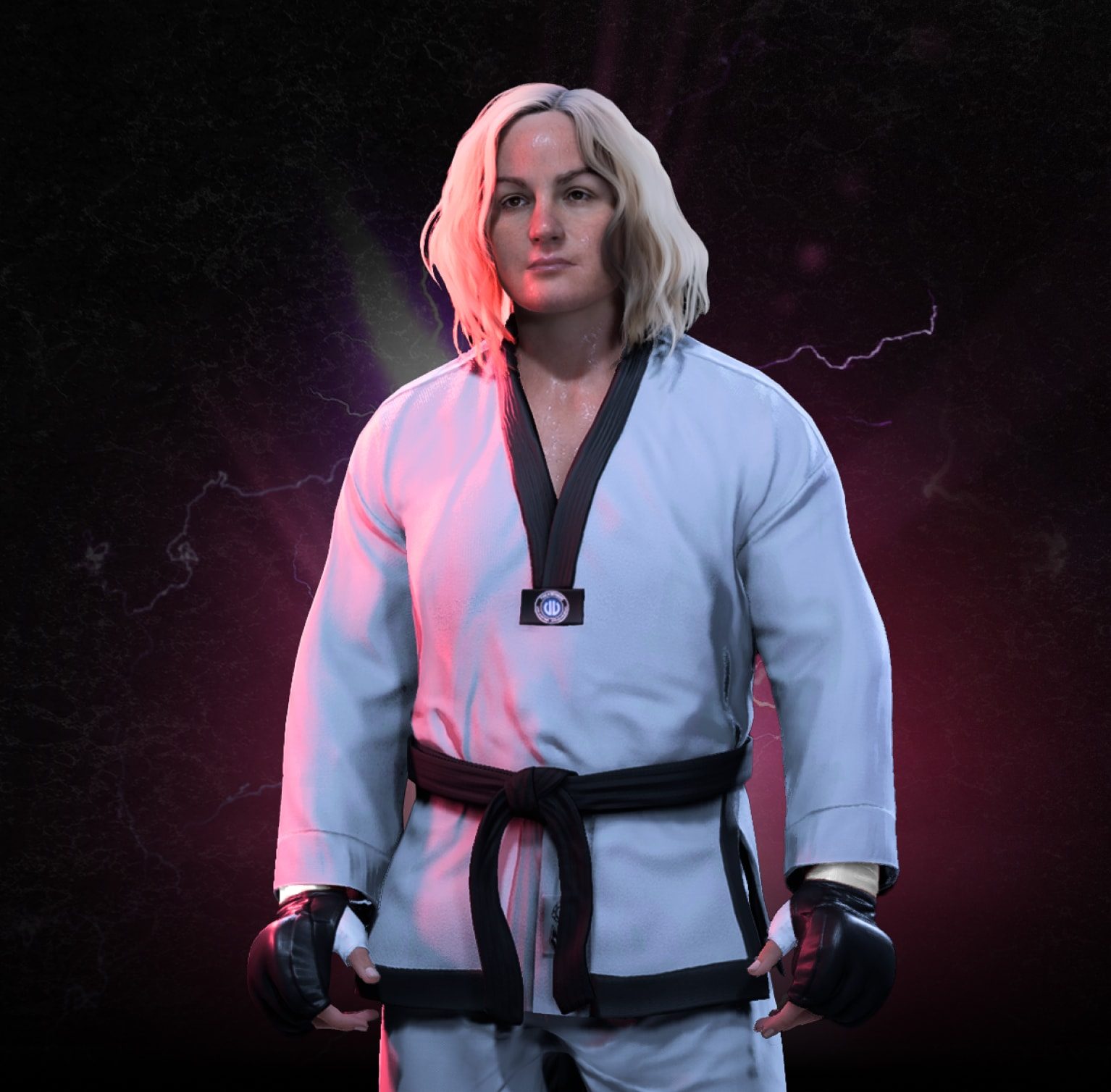  Valentina Shevchenko in a white martials arts outfit